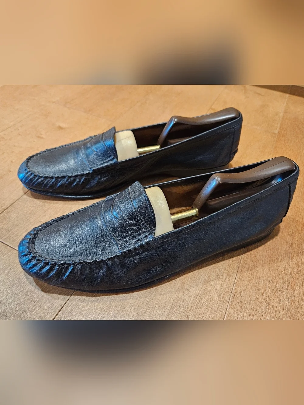 Vintage Cole Haan Penny Loafers 10M Black Leather Handmade in Italy Slip On